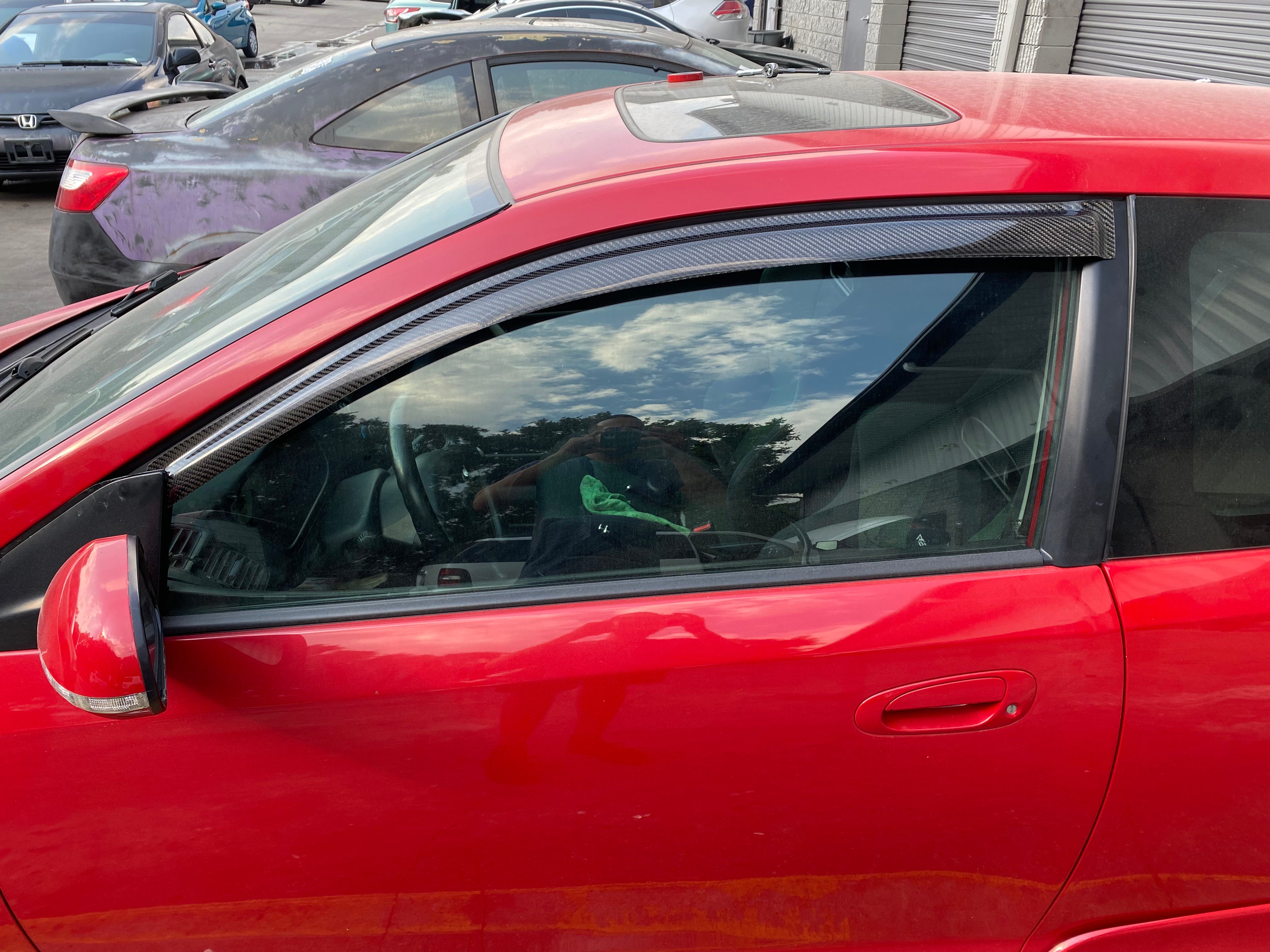 Dark Smoke Window Visors For 2002-2005 Honda Civic SI 3-Door - Outside Mount, No Drill Needed